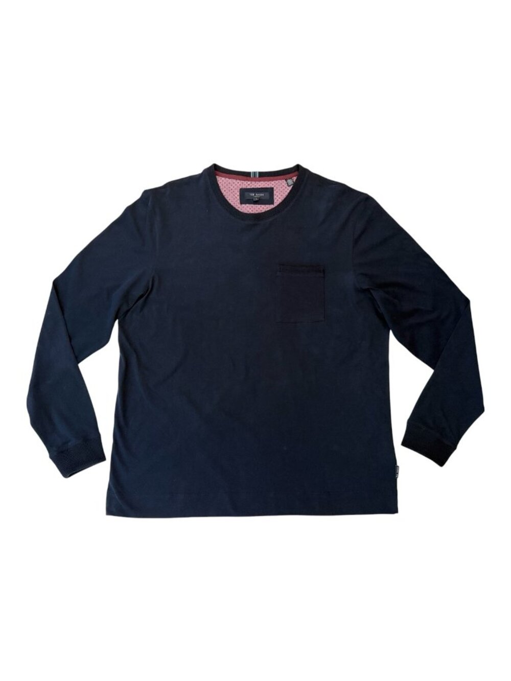 Ted Baker London Men's Long Sleeve Pocket T-Shirt Size 5 XL Navy Blue Cotton